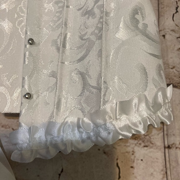 NWT DOSE white floral textured over bust back lace up Boned corset top XL-S - Picture 11 of 15